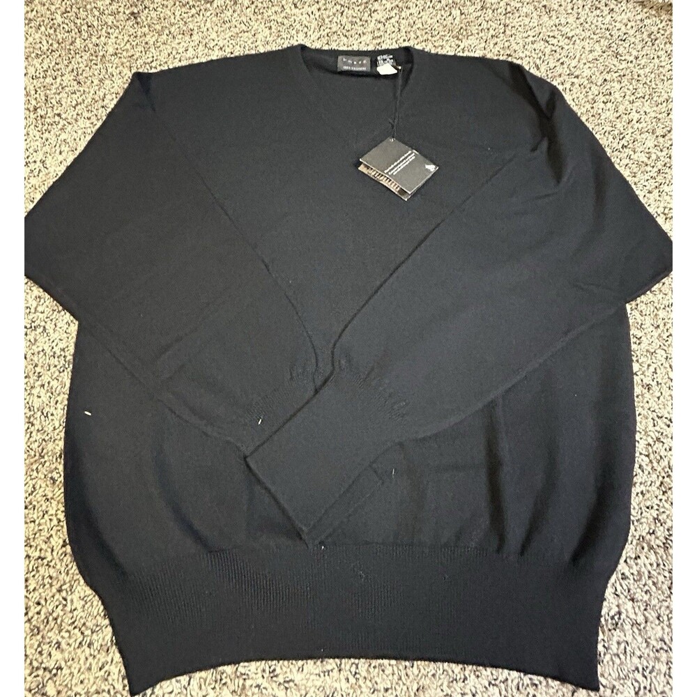 FORTE Cashmere V-Neck Sweater - Black - Men's XL‎ - MSRP $230
